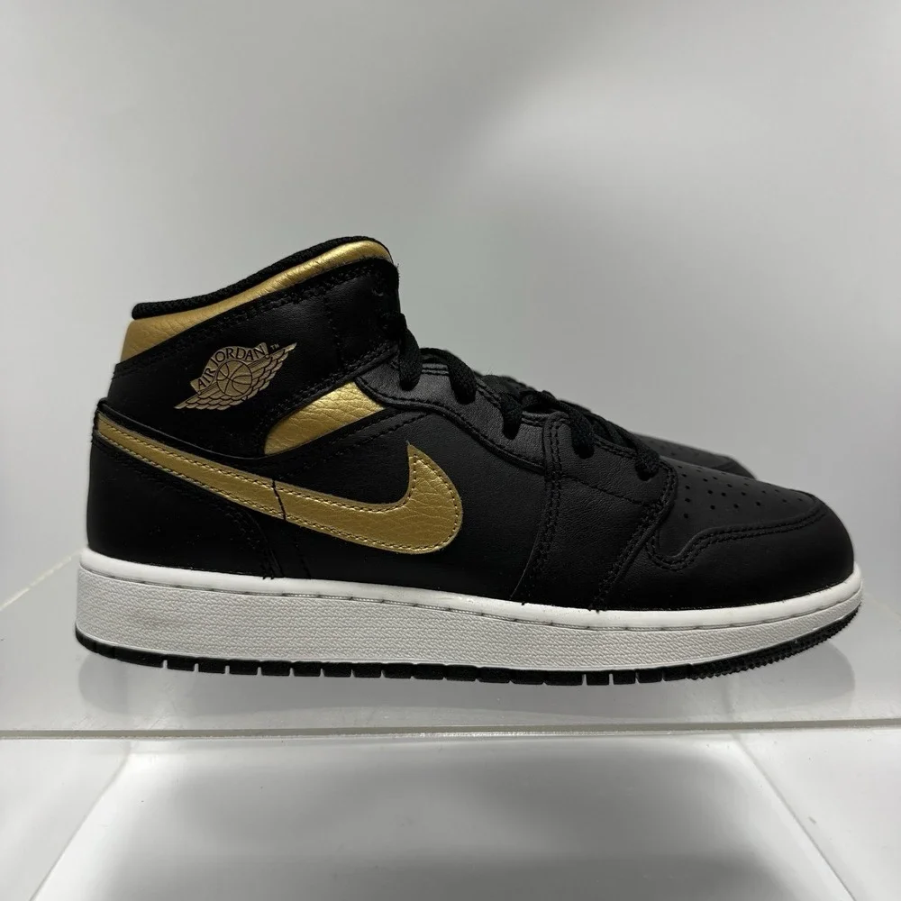 Brand New Air Jordan 1 One Mid Black Gold Sneakers Shoe DQ8426-071 Men's Size 11